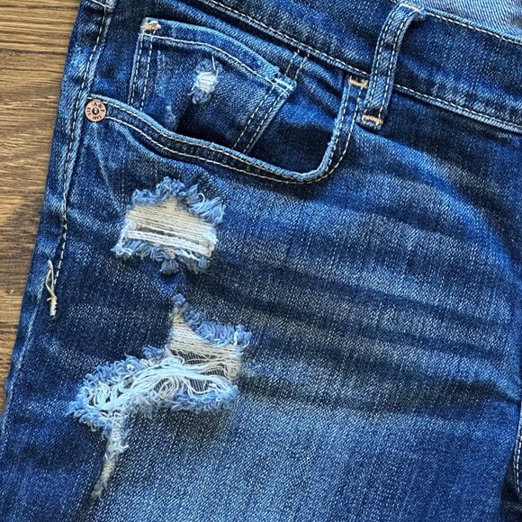 Abercrombie & Fitch Perfect Stretch, Low Rise Distressed Cropped Jeans Size 28 - Picture 4 of 12